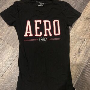 Aeropostale Black Tee with Red and White Logo